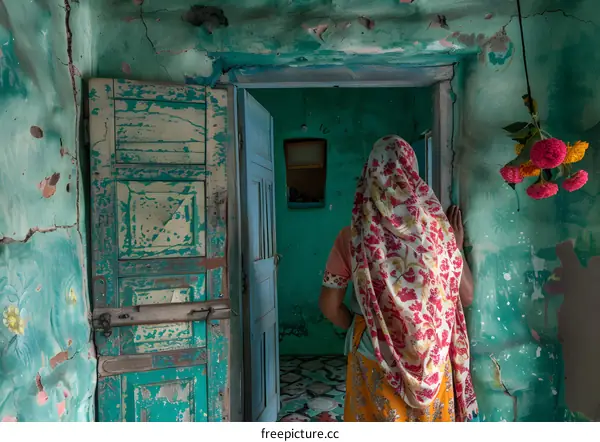 A woman standing in a doorway