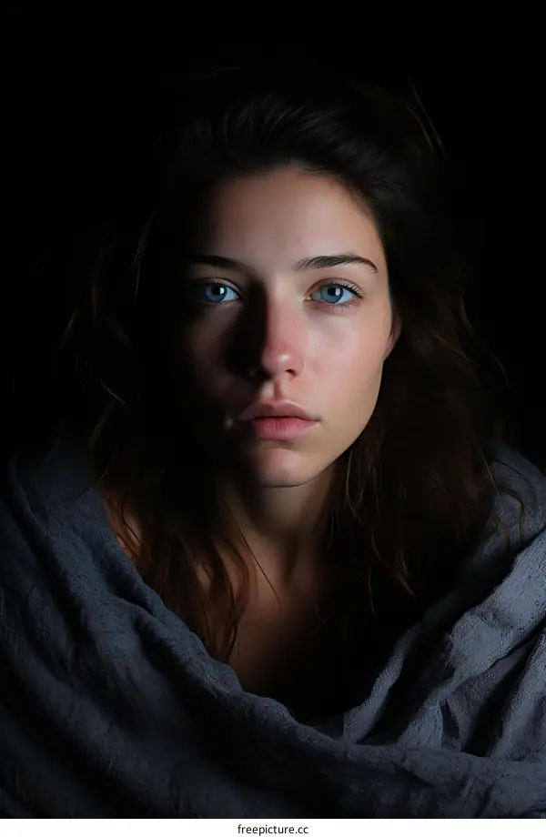 Portrait of a Young Woman with Blue Eyes