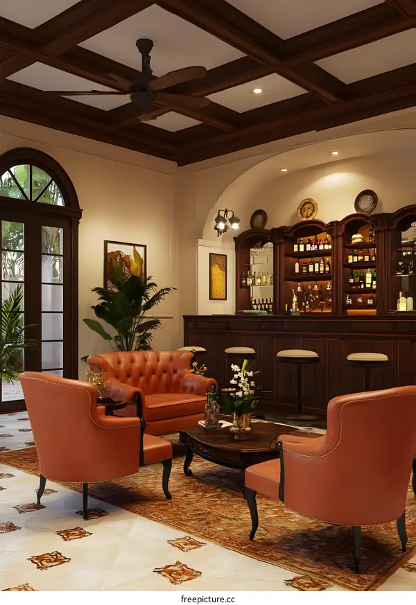 Luxury Living Room Interior Design with a Home Bar