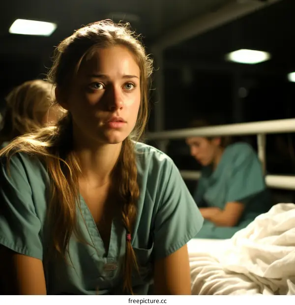 Portrait of a young female medical professional looking concerned