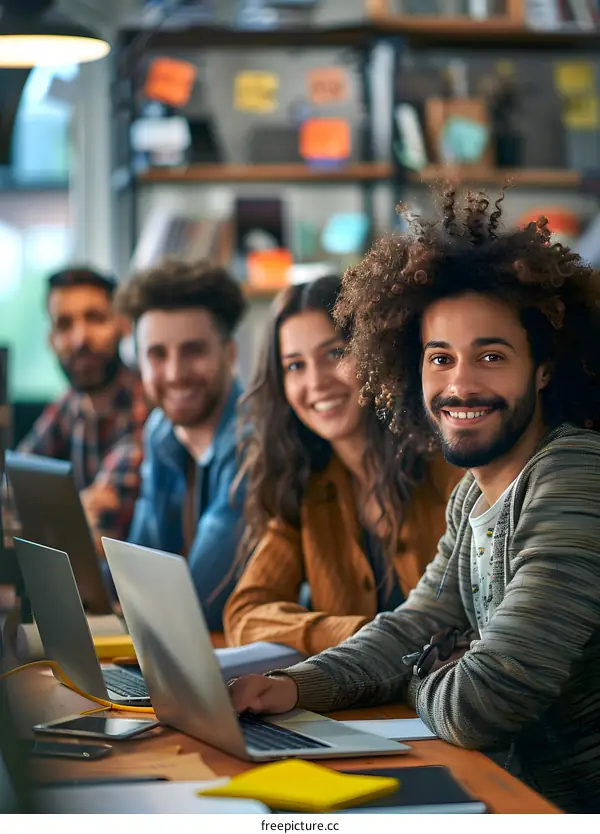portrait of a group of young professionals smiling and looking at the camera