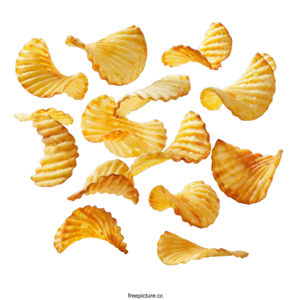 [Transparent Background PNG]Falling Potato Chips on transparent background