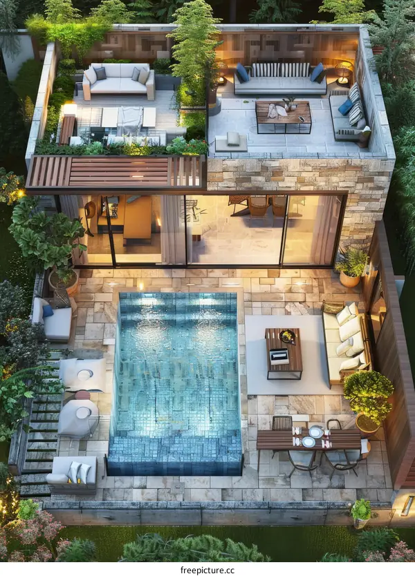 Modern Rooftop Pool House Design