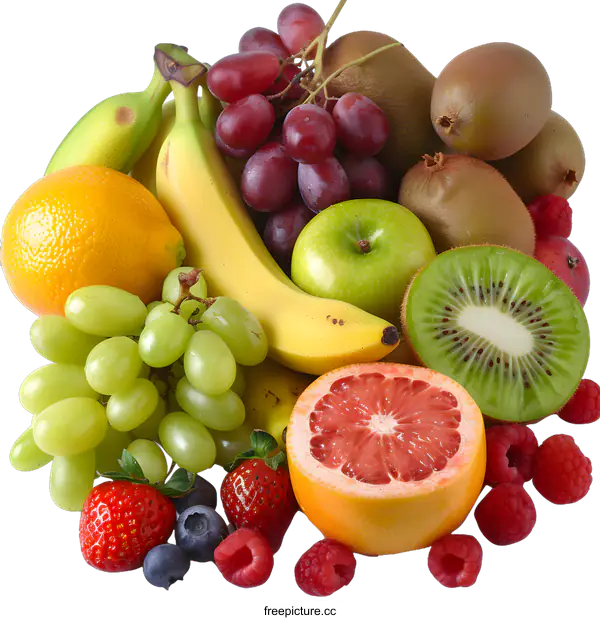 [Transparent Background PNG]Fresh and Colorful Fruits Arrangement