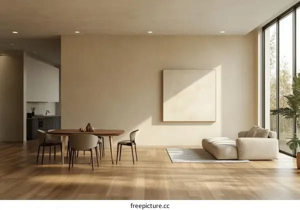 Modern Minimalist Dining Area Illustration