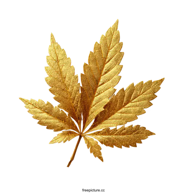 [Transparent Background PNG]Golden Cannabis Leaf Illustration
