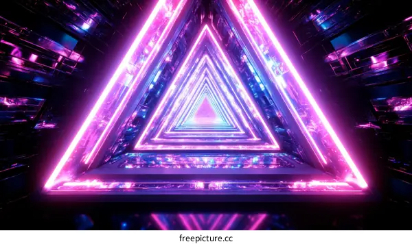 Neon Triangle Tunnel Abstract Illustration