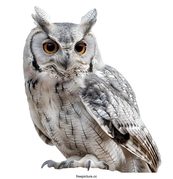 [Transparent Background PNG]A close up of an owl with big orange eyes
