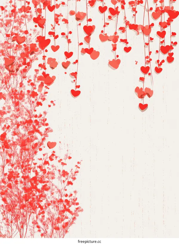 Romantic Red Heart Floral Illustration