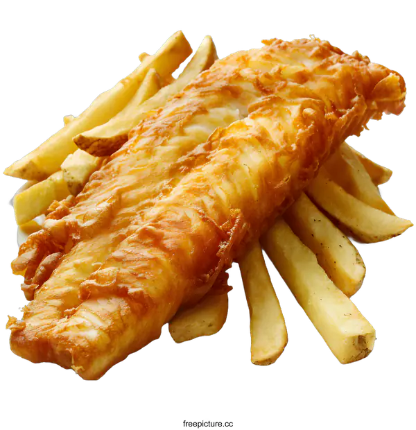[Transparent Background PNG]Crispy Fried Fish and French Fries