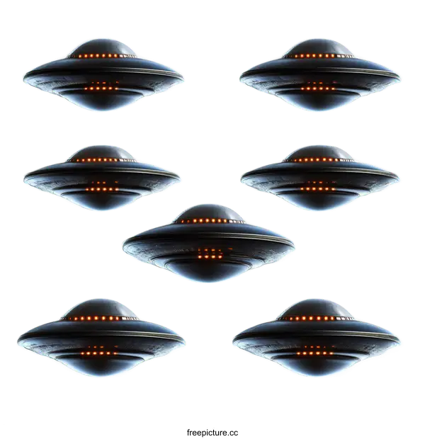 [Transparent Background PNG]Flying Saucers in the Sky Illustration