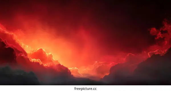 Fiery Cloudscape of a Dramatic Sunset
