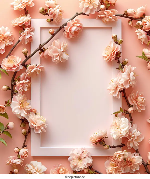 Pink Flower Frame Background