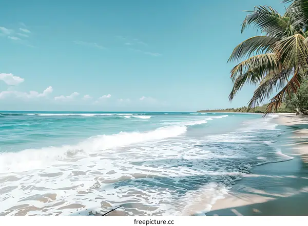 Tropical Beach with Turquoise Water and Palm Trees