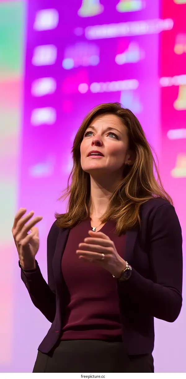 Woman Speaker Giving a Presentation at a Conference