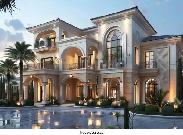 Elegant Mansion Exterior Design Illustration
