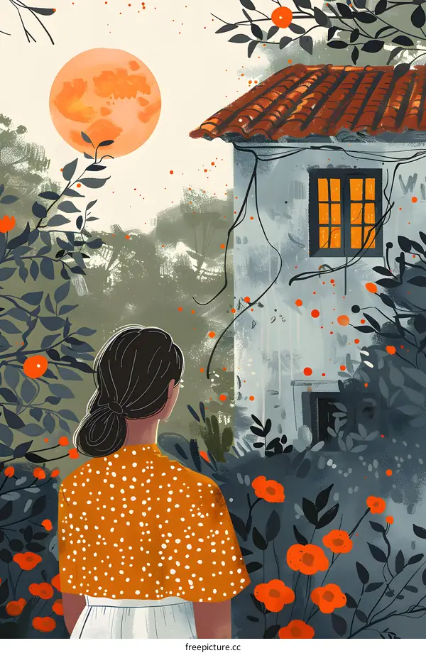 girl looking at the moon