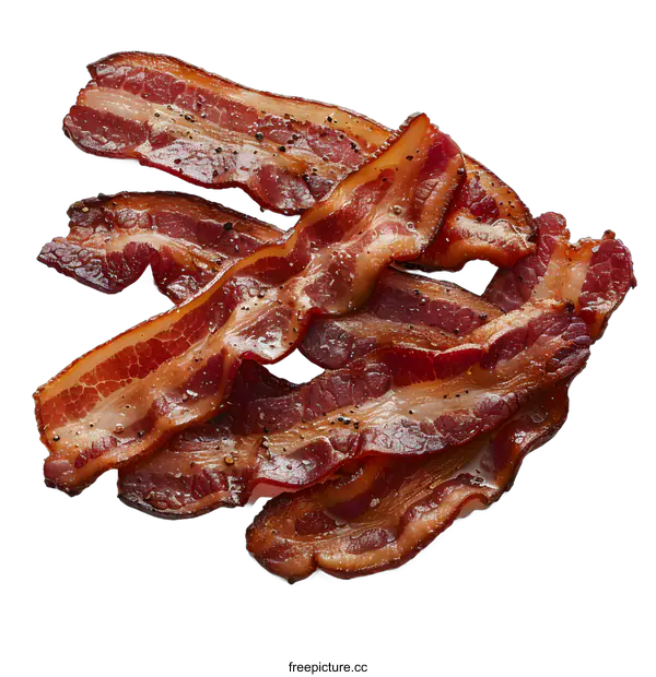 [Transparent Background PNG]Close-up of slices of cooked bacon