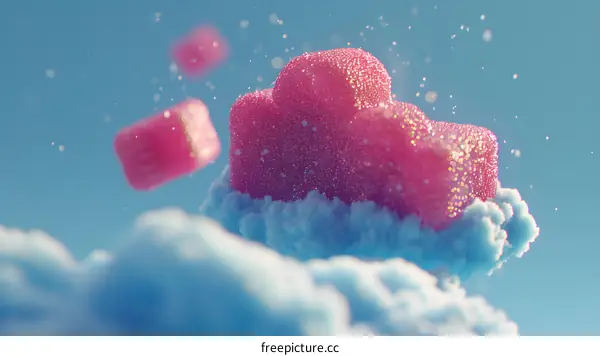 Pink Cloud with Glitter in a Blue Sky