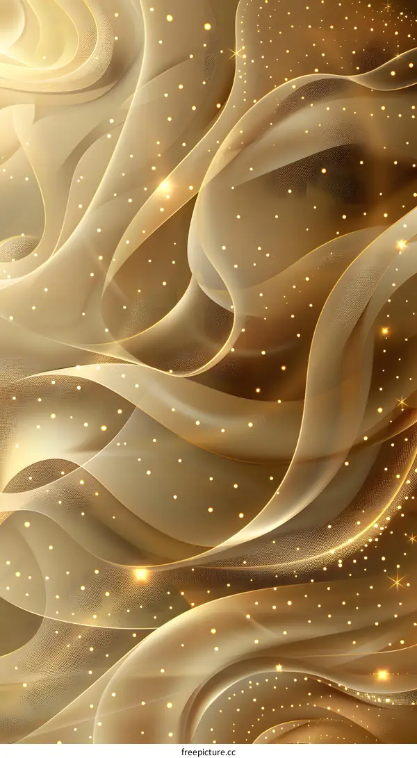 Golden silk waves with glitter particles