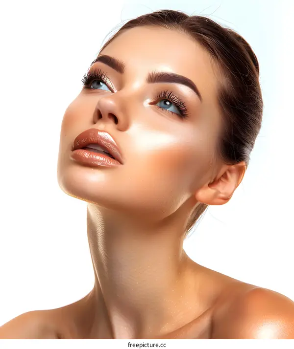 portrait of a beautiful woman with glowing skin