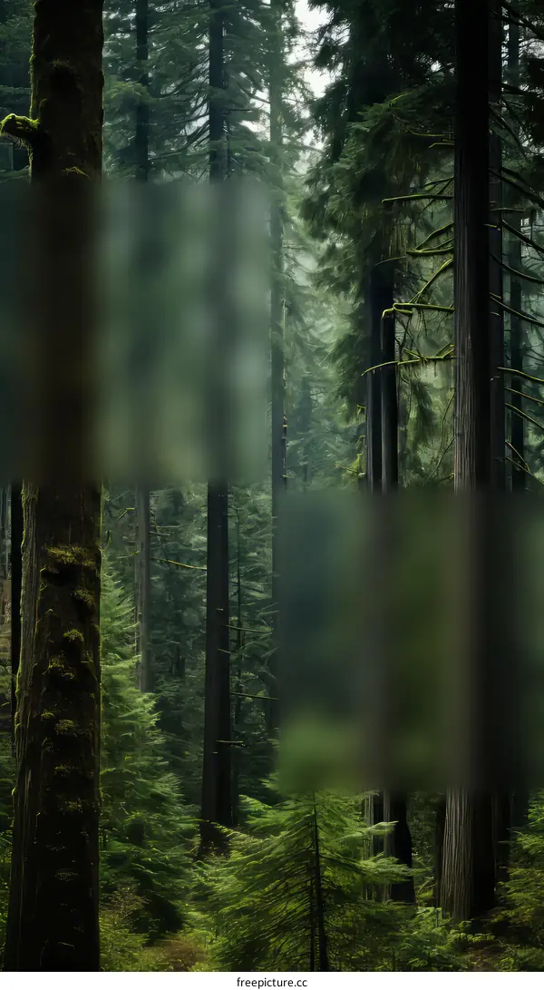 Towering Redwoods in a Lush Green Forest Landscape
