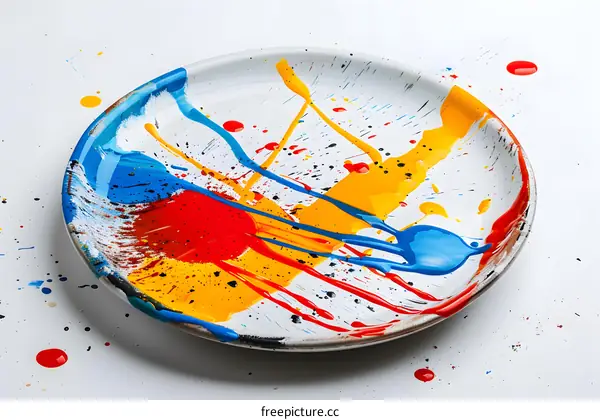 colorful paint splattered on a white background