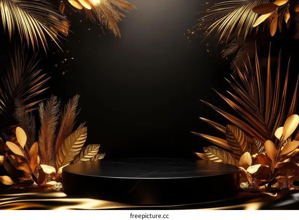Luxury Golden Tropical Display Platform