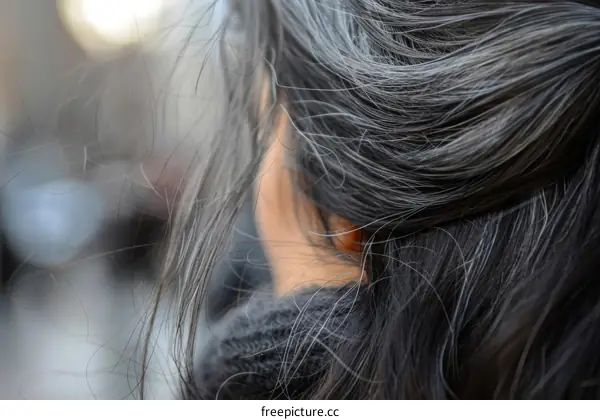 Close up of woman with gray hair