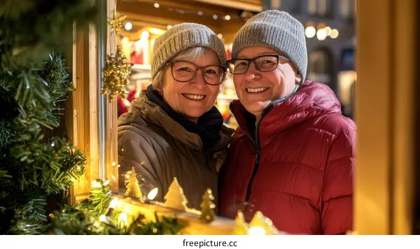 Couple enjoying Christmas market