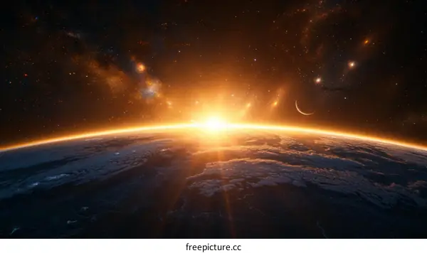A beautiful sunrise from outer space