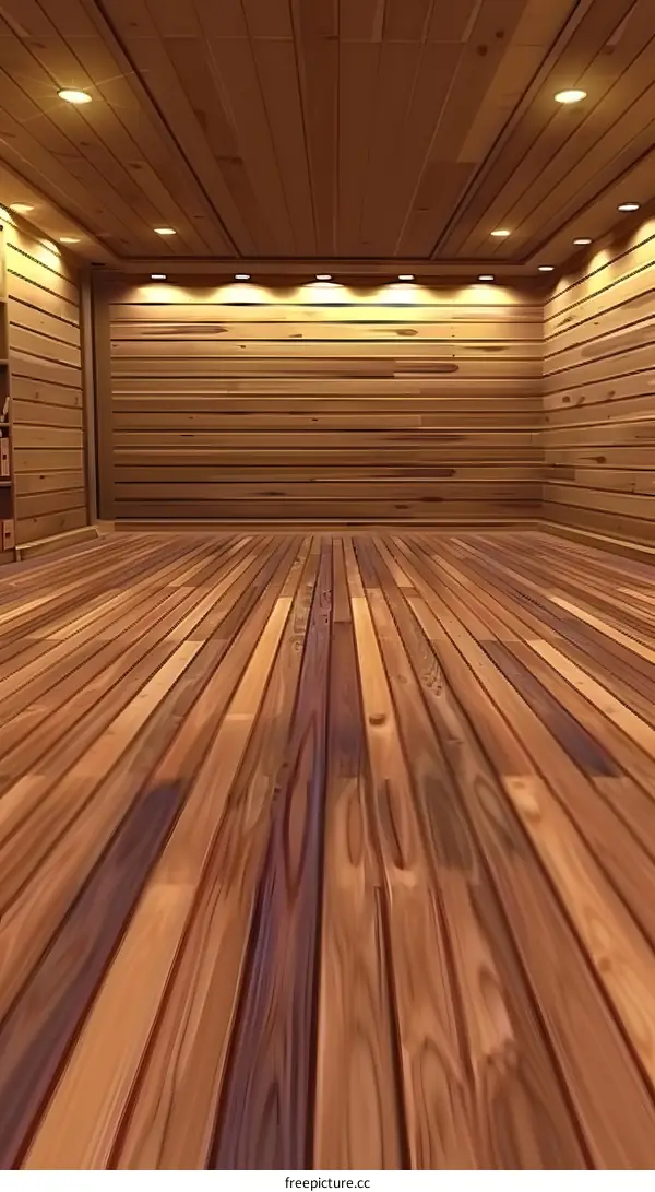 Wooden Floor With Ceiling Lights