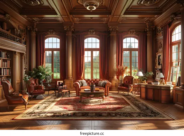 European style retro luxury study room