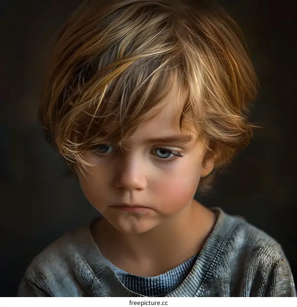 Portrait of a sad looking young boy