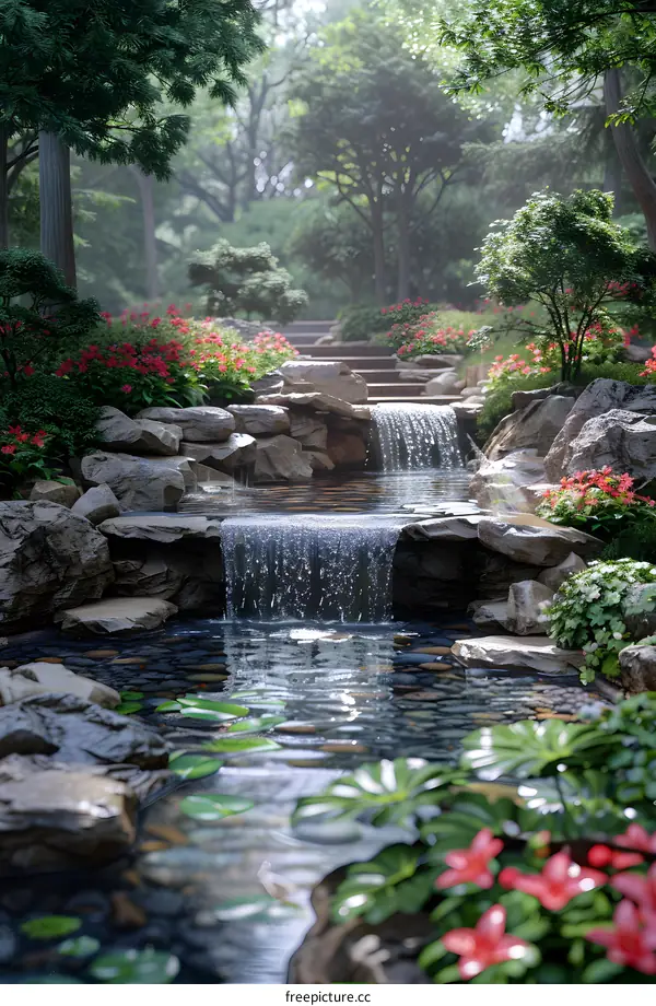 Waterfall in a Chinese garden