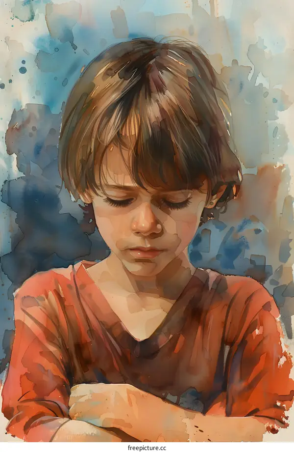 Portrait of a boy in watercolor