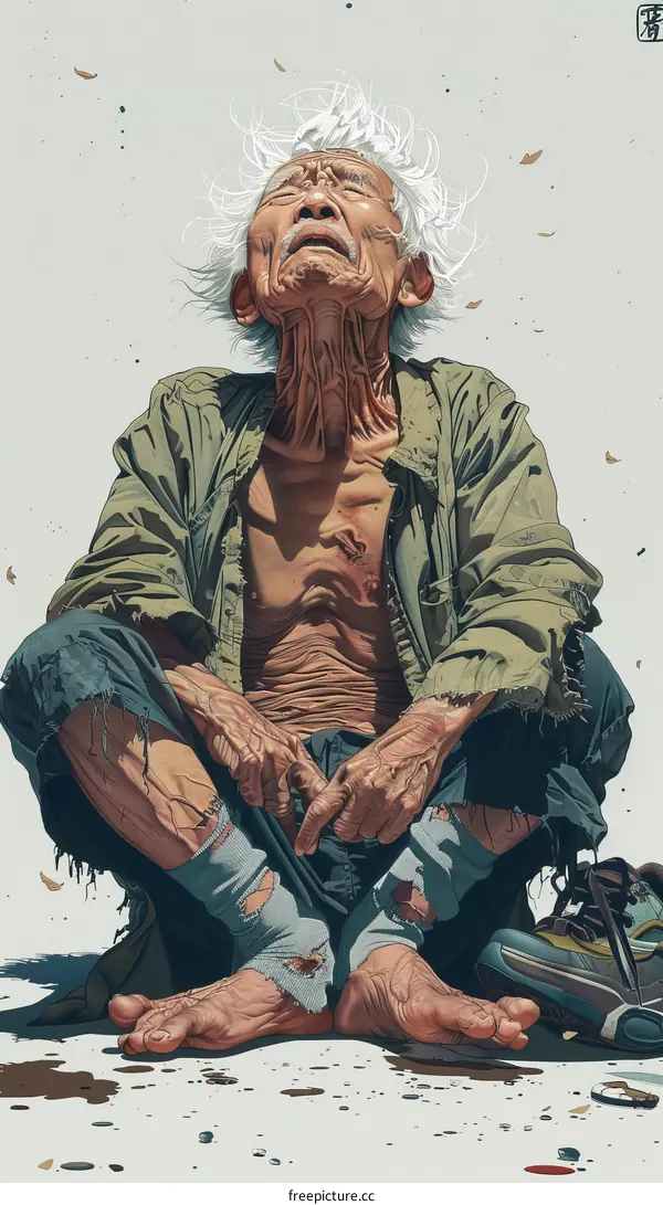 Portrait of an Old Man with Weathered Face