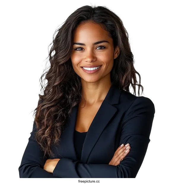 [Transparent Background PNG]Confident Black Woman in Business Professional Portrait