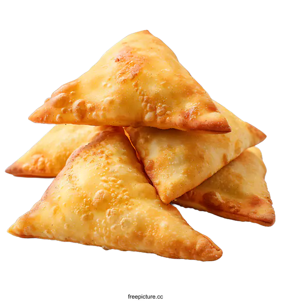 [Transparent Background PNG]Delicious fried samosas on white background