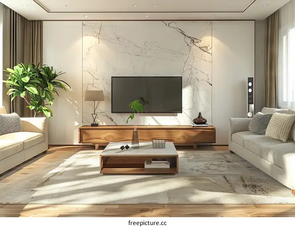 Modern Marble TV Background Wall Design