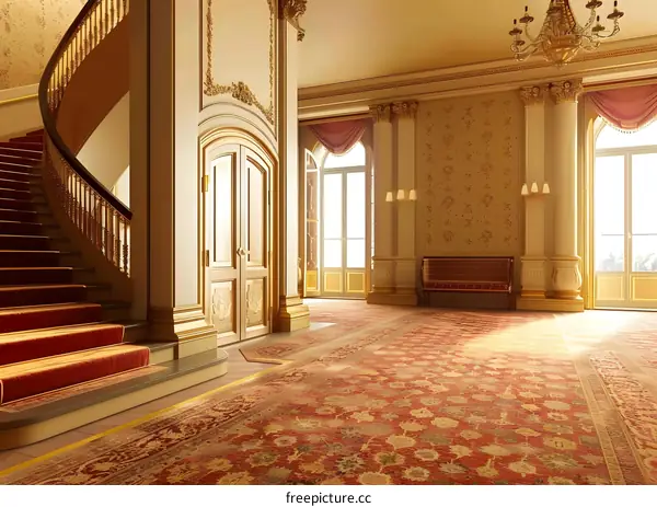 Grand Staircase and Elegant Hallway Interior Design