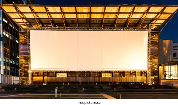 Blank Projection Screen Outdoor Movie Night  In The City