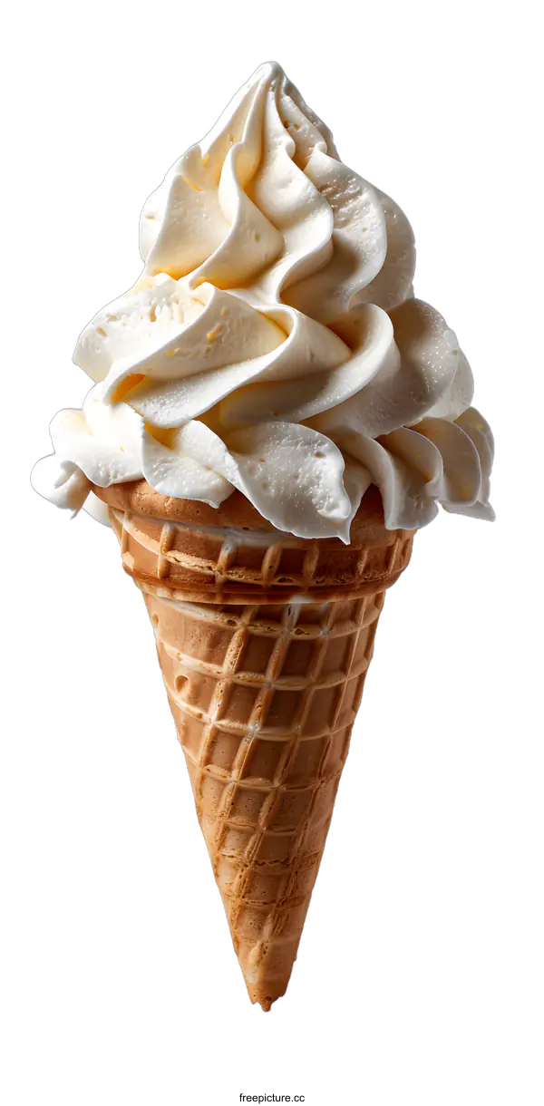 [Transparent Background PNG]Vanilla Soft Serve Ice Cream Cone