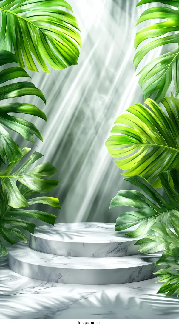 Tropical Leaves Marble Product Display Stand