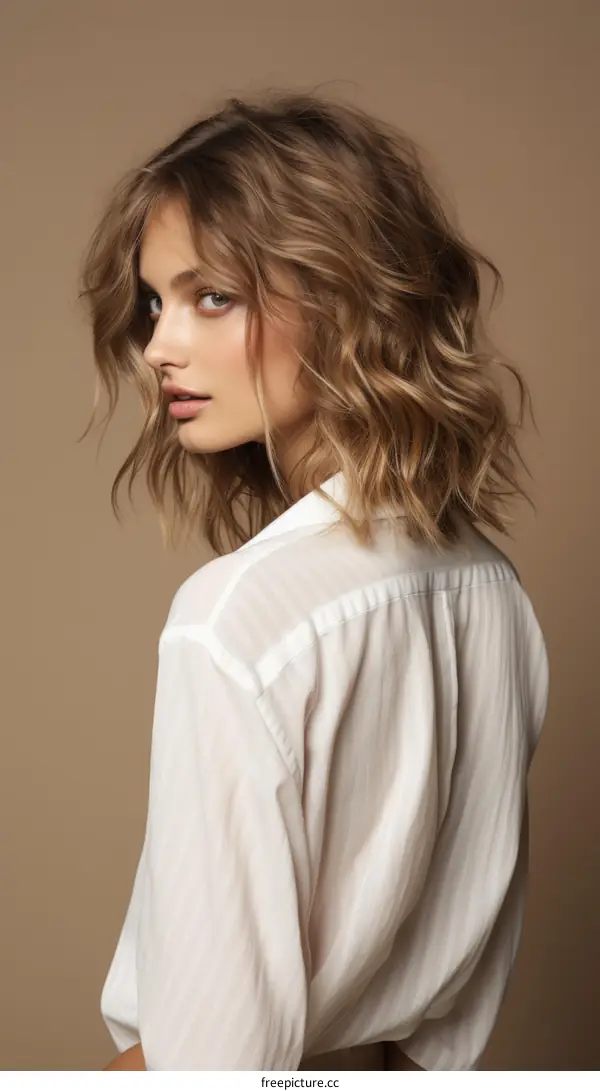 portrait of a young woman with wavy hair