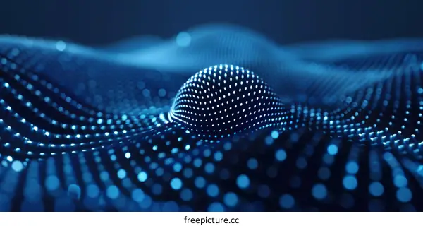 Glowing Blue Sphere on a Dotted Surface