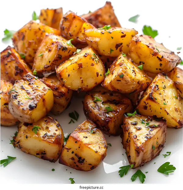 Fried potato cubes with parsley