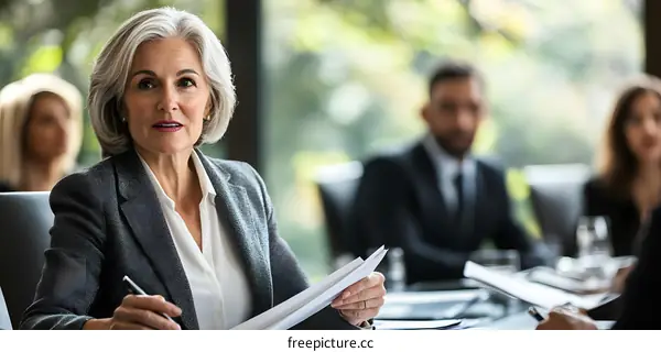 Businesswoman Presenting Ideas During a Meeting