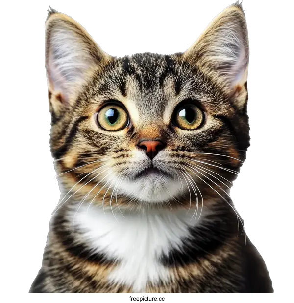 [Transparent Background PNG]Closeup Adorable Kitten with Curious Expression