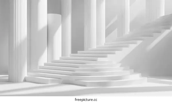 Elegant White Columns and Stairs in a Classical Style